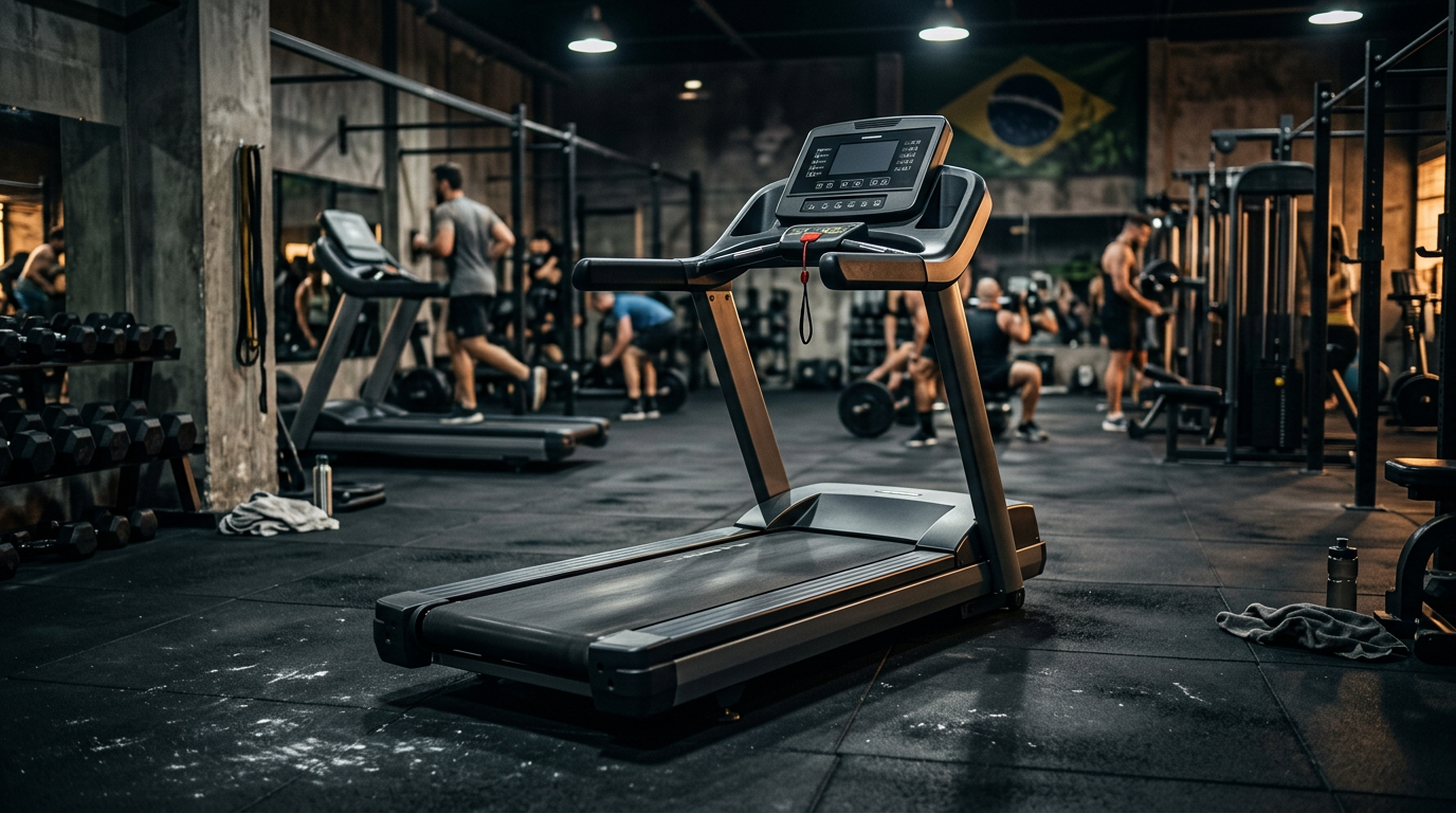 Esteira profissional em academia — contexto da marca Polimet