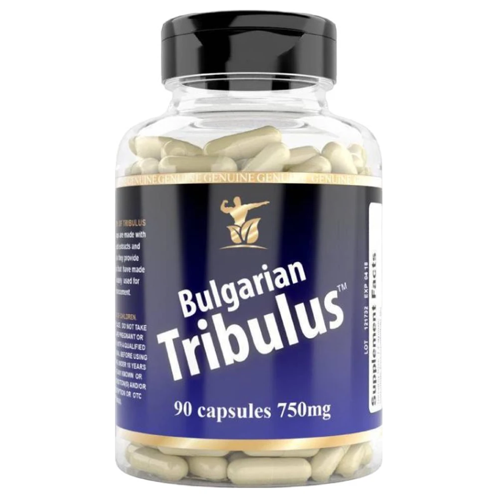 Frasco de Bulgarian Tribulus 750 mg com 90 cápsulas, vista frontal