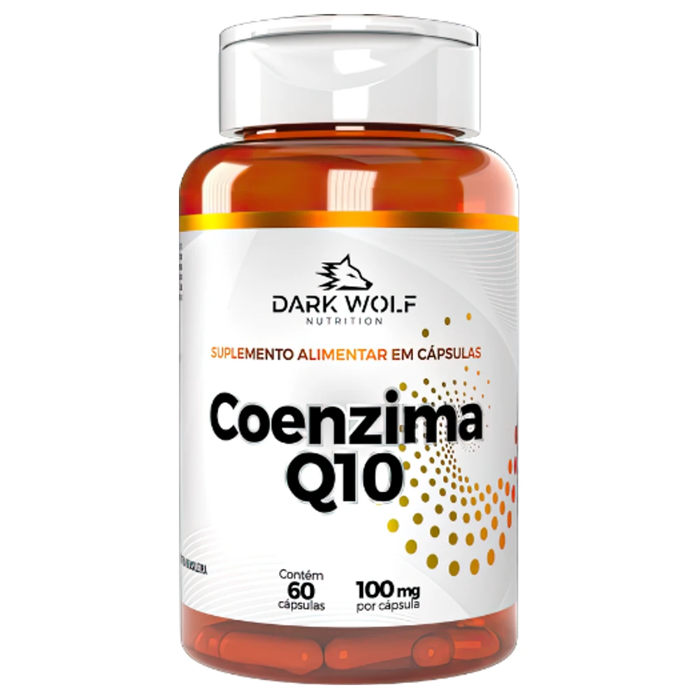 Frasco de Coenzima CoQ10 100 mg Dark Wolf Nutrition com 60 cápsulas, vista frontal