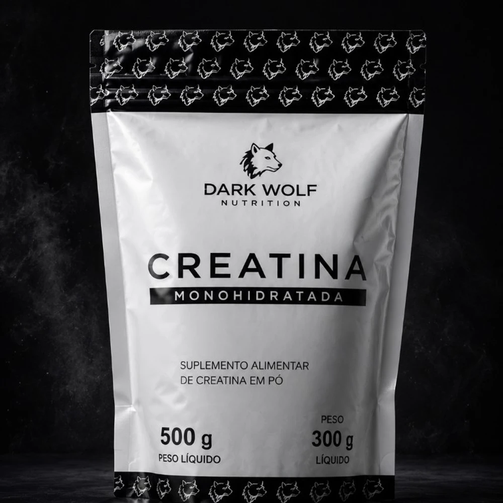 Refil Dark Wolf Nutrition Creatina Monohidratada em pó, embalagem stand-up, vista frontal