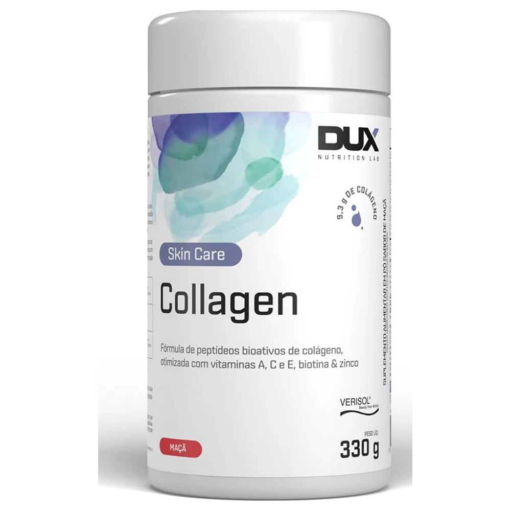 Pote de Colágeno Verisol DUX Nutrition Lab 330 g sabor maçã, vista frontal